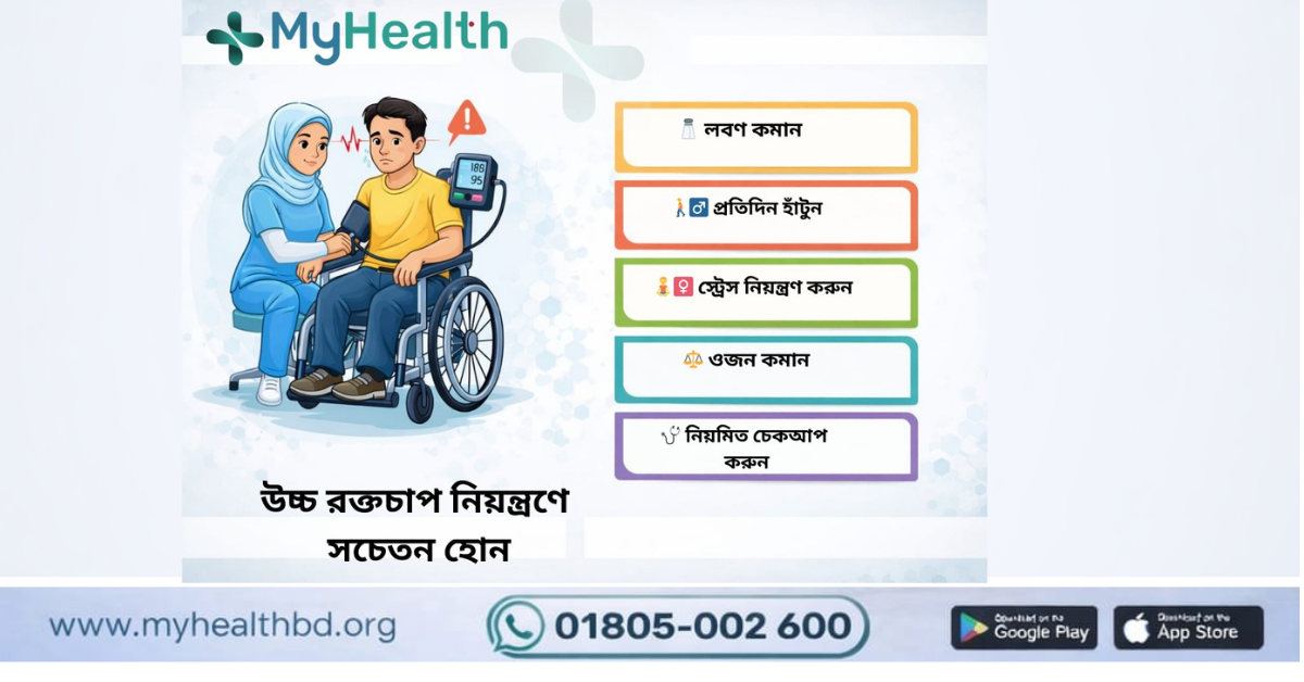 উচ্চ রক্তচাপ মাপার ডিজিটাল ব্লাড প্রেসার মেশিন ব্যবহার করছেন একজন ব্যক্তি